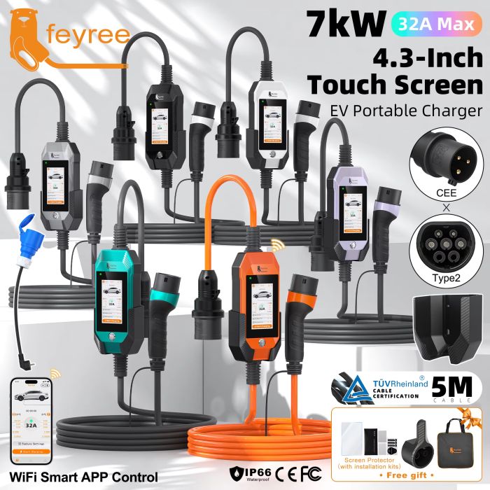 Зарядка для електромобіля Feyree 7кВт 32A Type 2