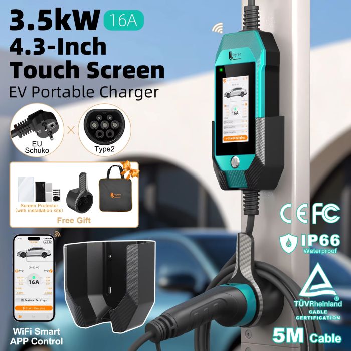 Зарядка для електромобіля Feyree 3.5кВт 16A Type 2 Fresh Green