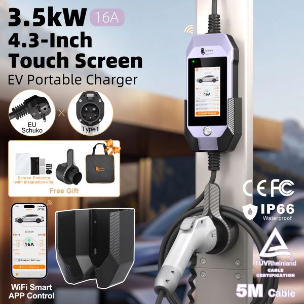 Зарядка для електромобіля Feyree 3,5 кВт 16A Type 1 Purple