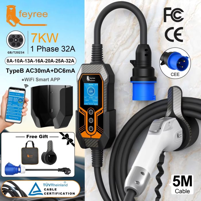 Зарядка для электромобиля Feyree 7кВт 32A Type2 Дополнительная комплектация
