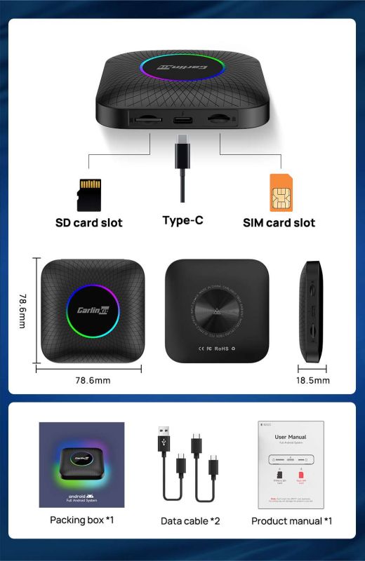Приставка в авто Carlinkit TBox Ambient 4/64 Android 13.0