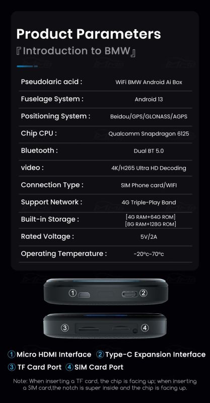 Приставка для BMW MMB MAX Android 13 через CarPlay Ai Box 8+128G