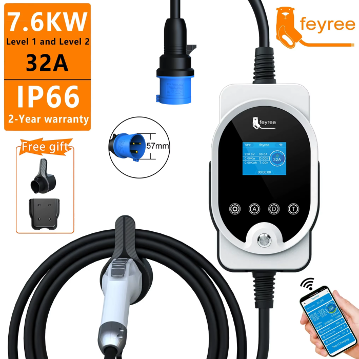 Зарядна станція для електромобіля Feyree 7кВт 32A Type1