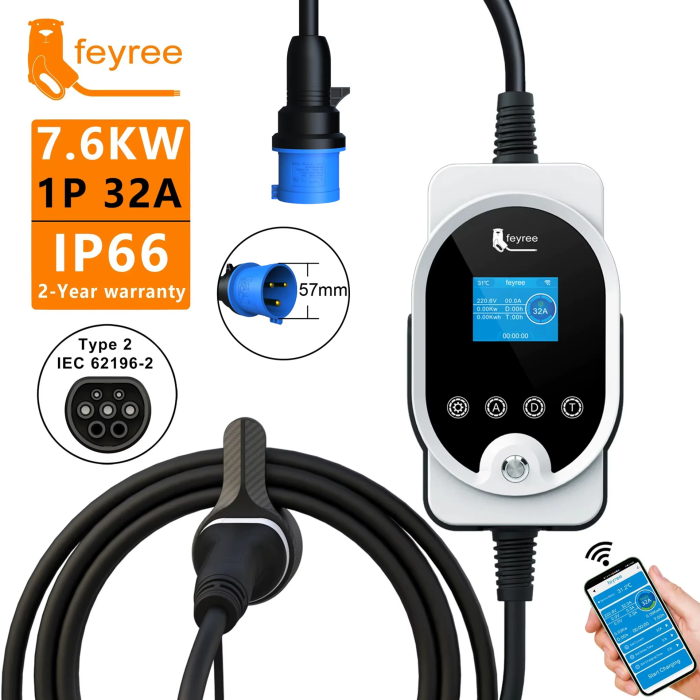 Зарядка для электромобиля Feyree 7кВт 32A Type2