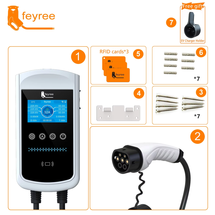 Зарядна станція для електромобіля Feyree 7кВт 32A Type2