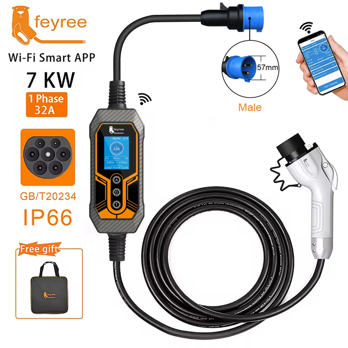 Зарядка для електромобіля Feyree 7кВт 32A GB/T