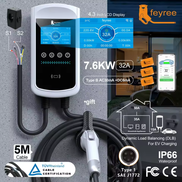 Зарядна станція для електромобіля Feyree 9,6кВт 40A Type 1