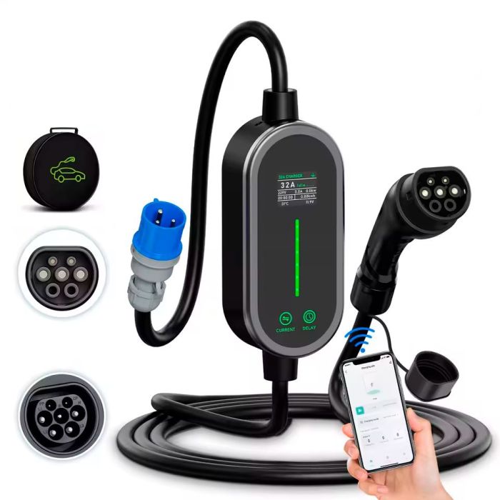 Зарядка для электромобиля Afyeev 7кВт 32A, Type2 Wi-Fi, APP Bluetooth Control
