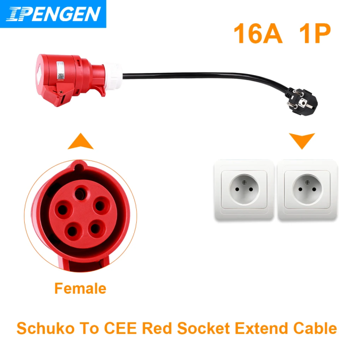 Перехідник Shuko у розетку Red CEE 16A Адаптер