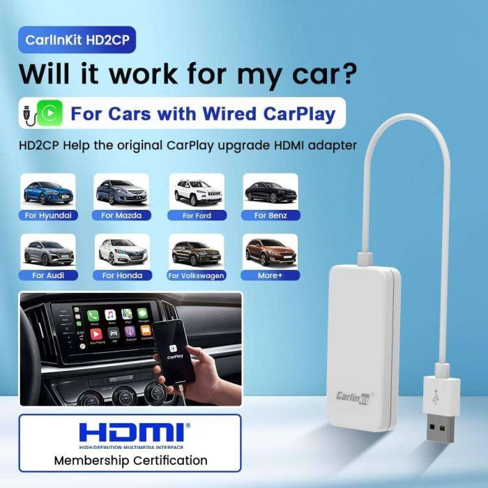 Авто адаптер CarlinKit HD2CP Carplay to HDMI