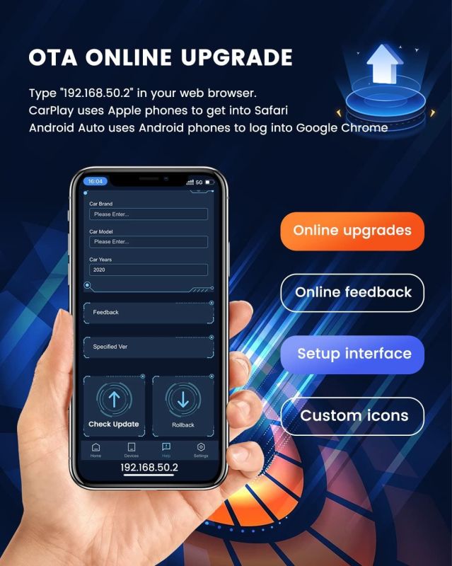 Адаптер CarlinKit 5.0 для бездротового CarPlay & Android Auto