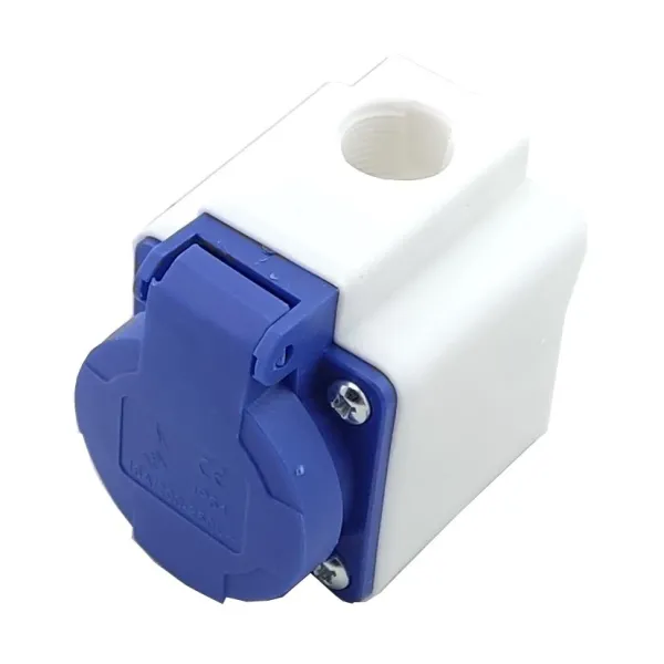 Розетка настінна стандарту Schuko 16А, 220В, 3 контакти, IP44 (HF-112)