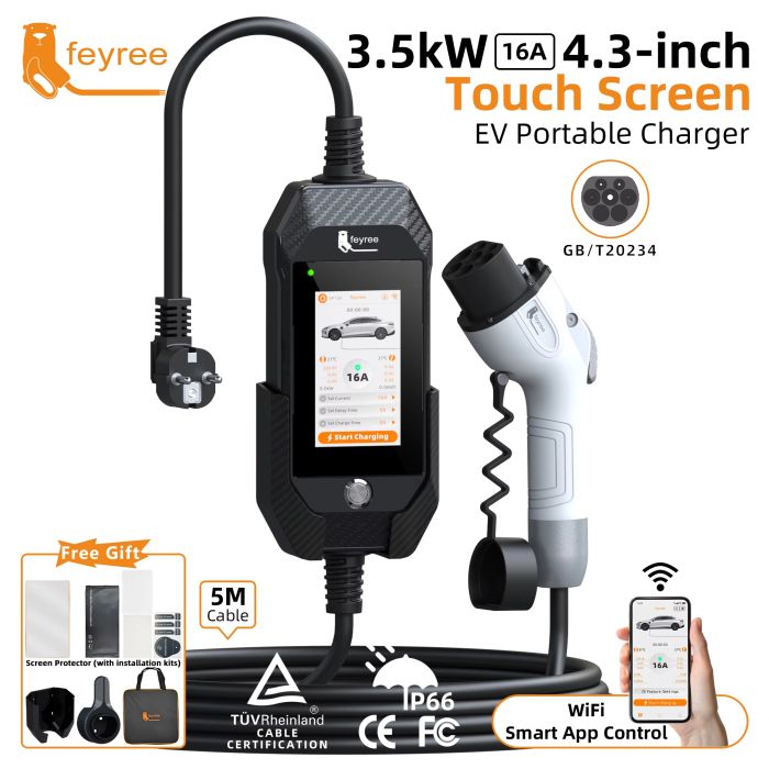 Зарядка для електромобіля Feyree 3,5 кВт 16A GB/T Black