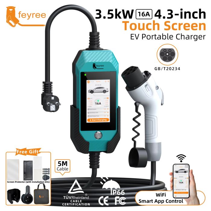 Зарядка для електромобіля Feyree 3,5 кВт 16A GB/T Green